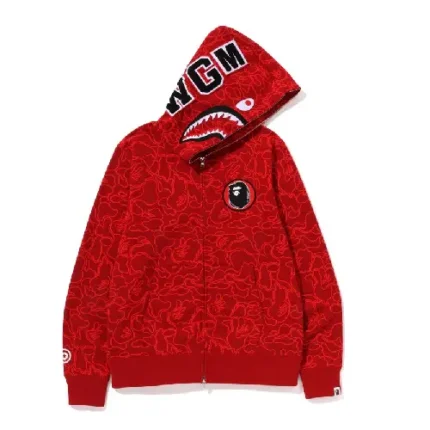 Bape 30th Anniv. Camo Shark Hoodie Red