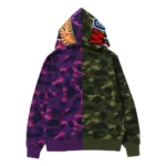 Bape Camo Shark Full Zip Hoodie GreenPurple