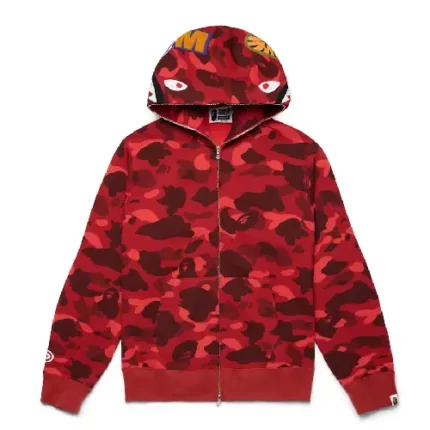 Bape Camo Shark Full Zip Hoodie Red