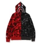 Bape Camo Shark Full Zip Hoodie Red Black