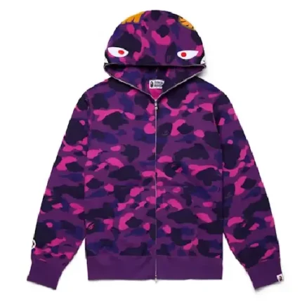 Bape Camo Shark Full Zip Purple Hoodie